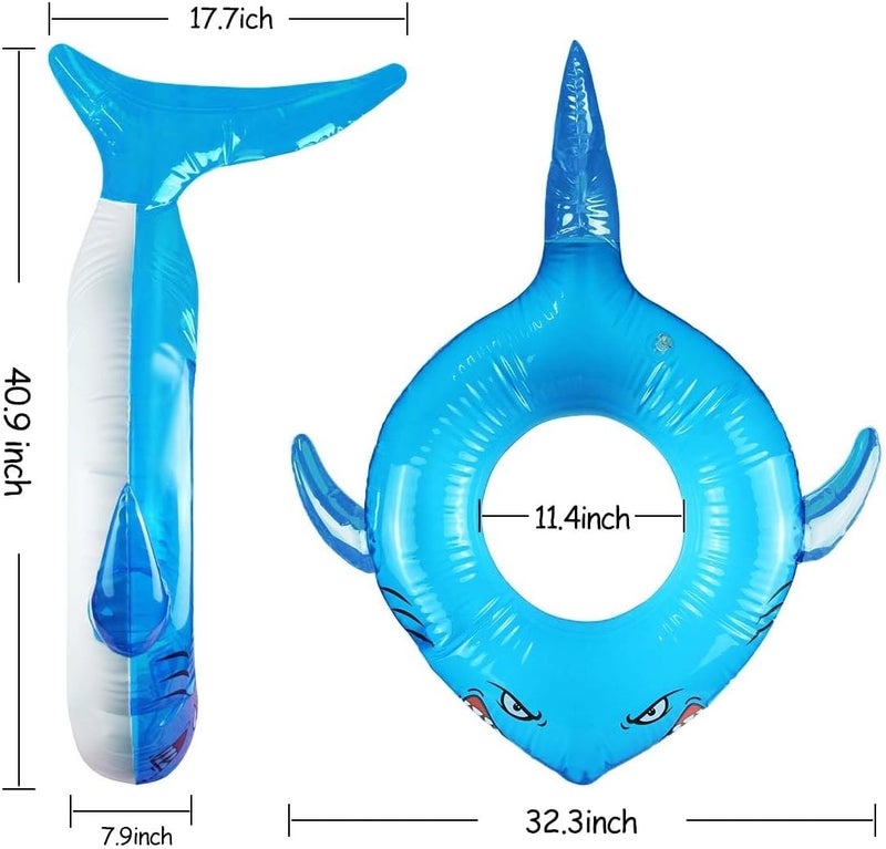 LAFALA Pool Floats Kids Shark Floaties Inflatable Pool Swim Lounger Raft Summer Swimming Ring Pool Toys for Adults Kids 40.9"*32.3"*17.7" - Image 4